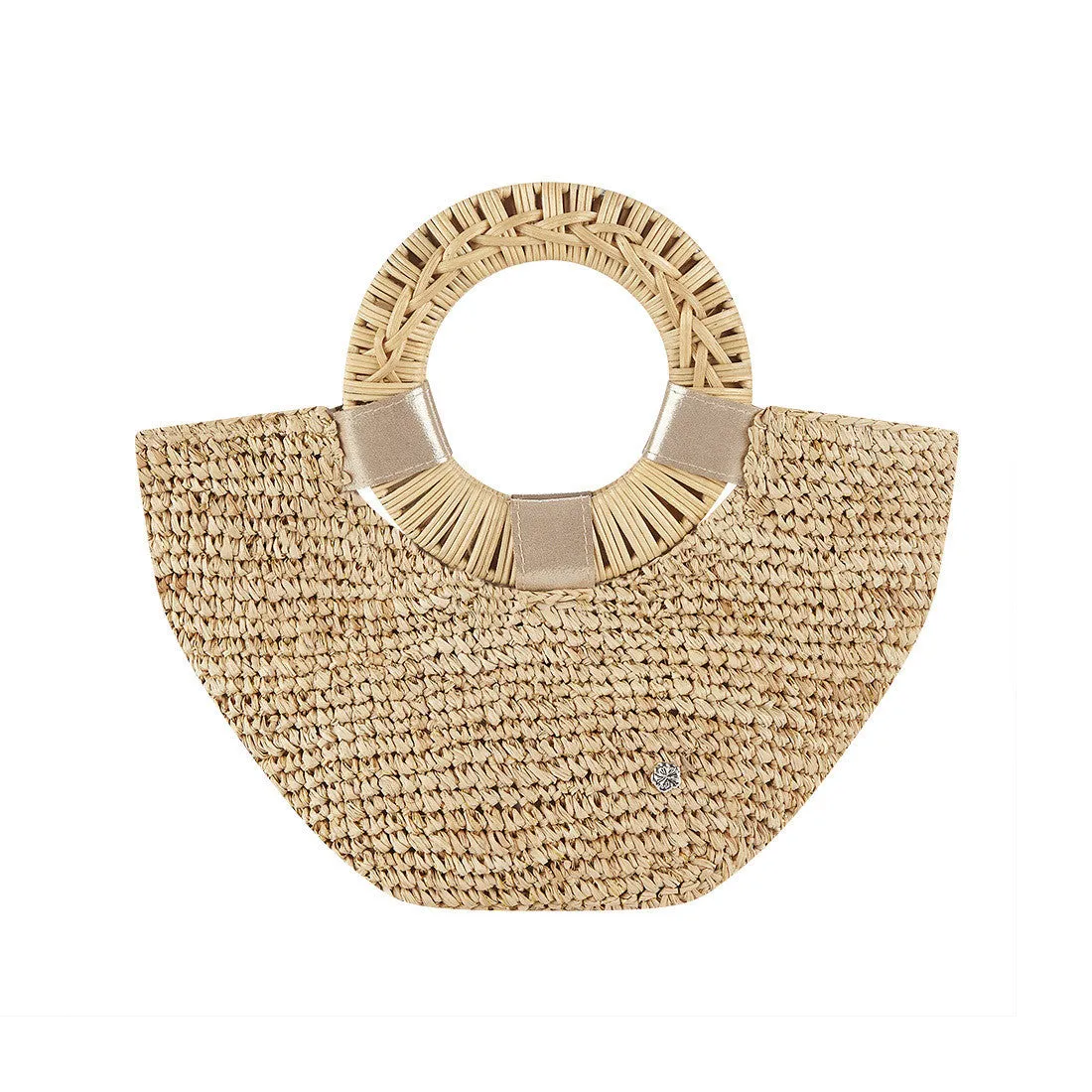 Florabella Gili Crochet Raffia Small Tote Natural/Gold