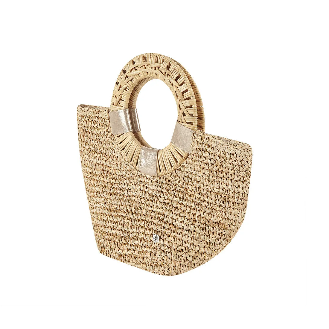 Florabella Gili Crochet Raffia Small Tote Natural/Gold