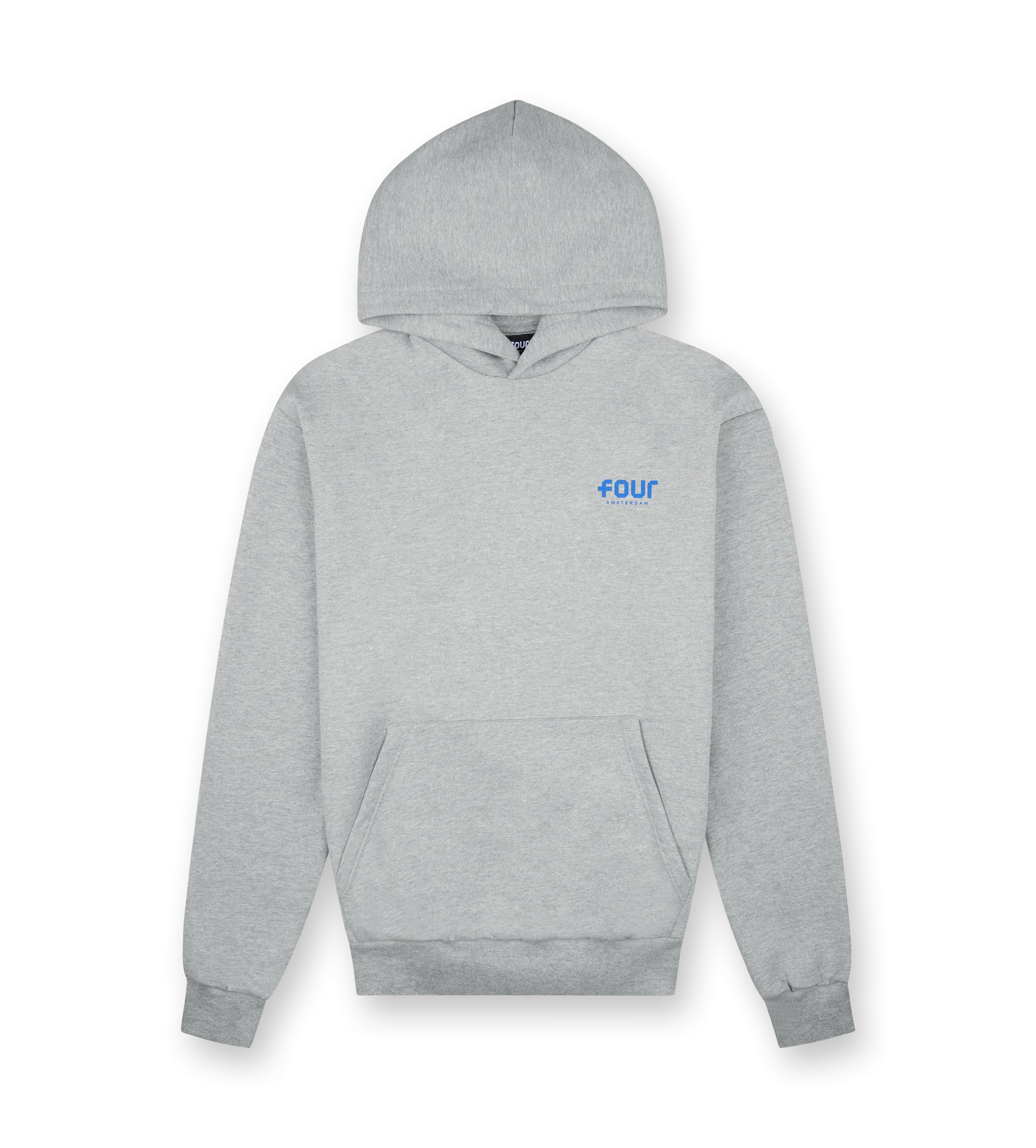 FOUR    Blue Logo Hoodie Grey Melange