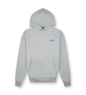 FOUR    Blue Logo Hoodie Grey Melange