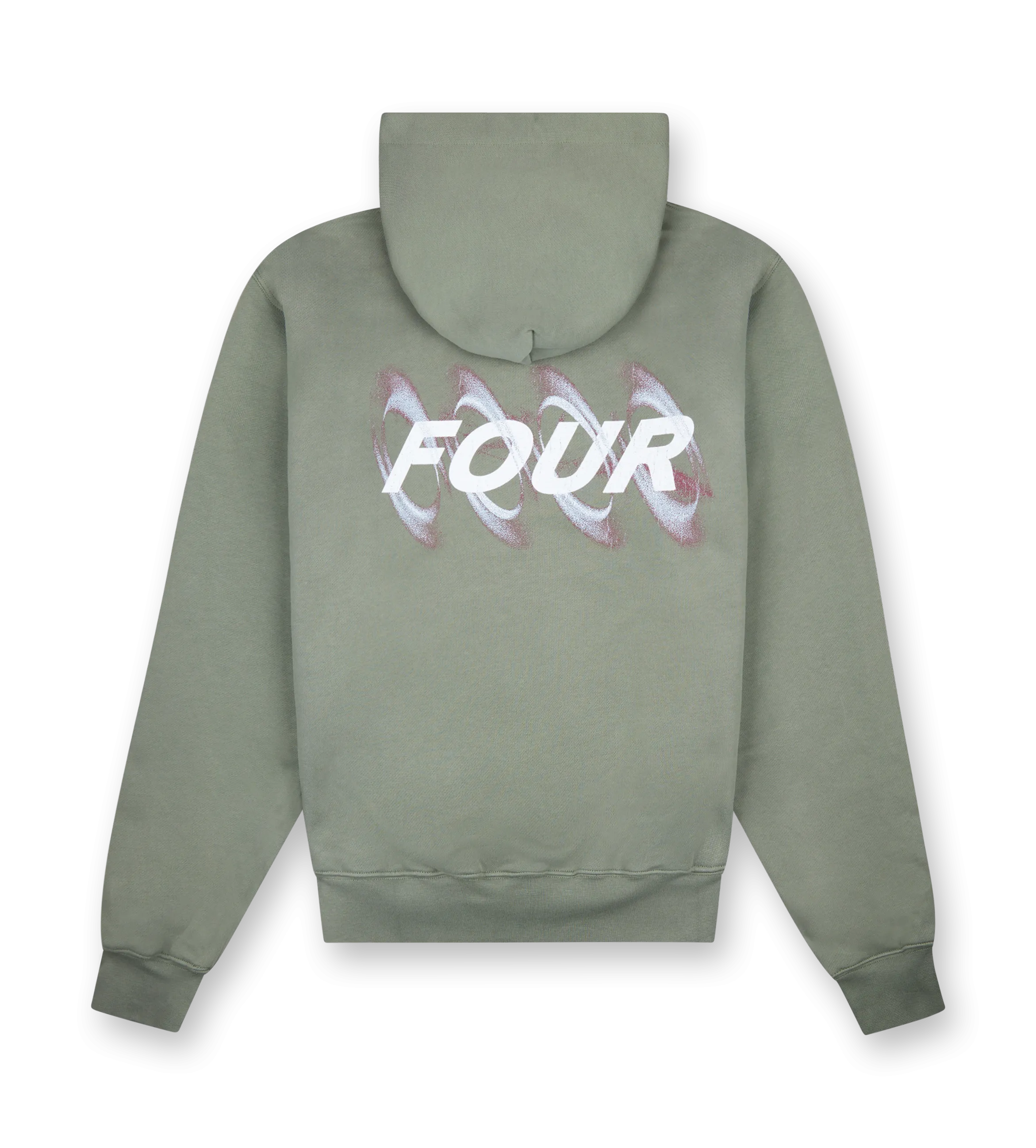 FOUR    Blurry Circles Double Layered Hoodie Agave Green