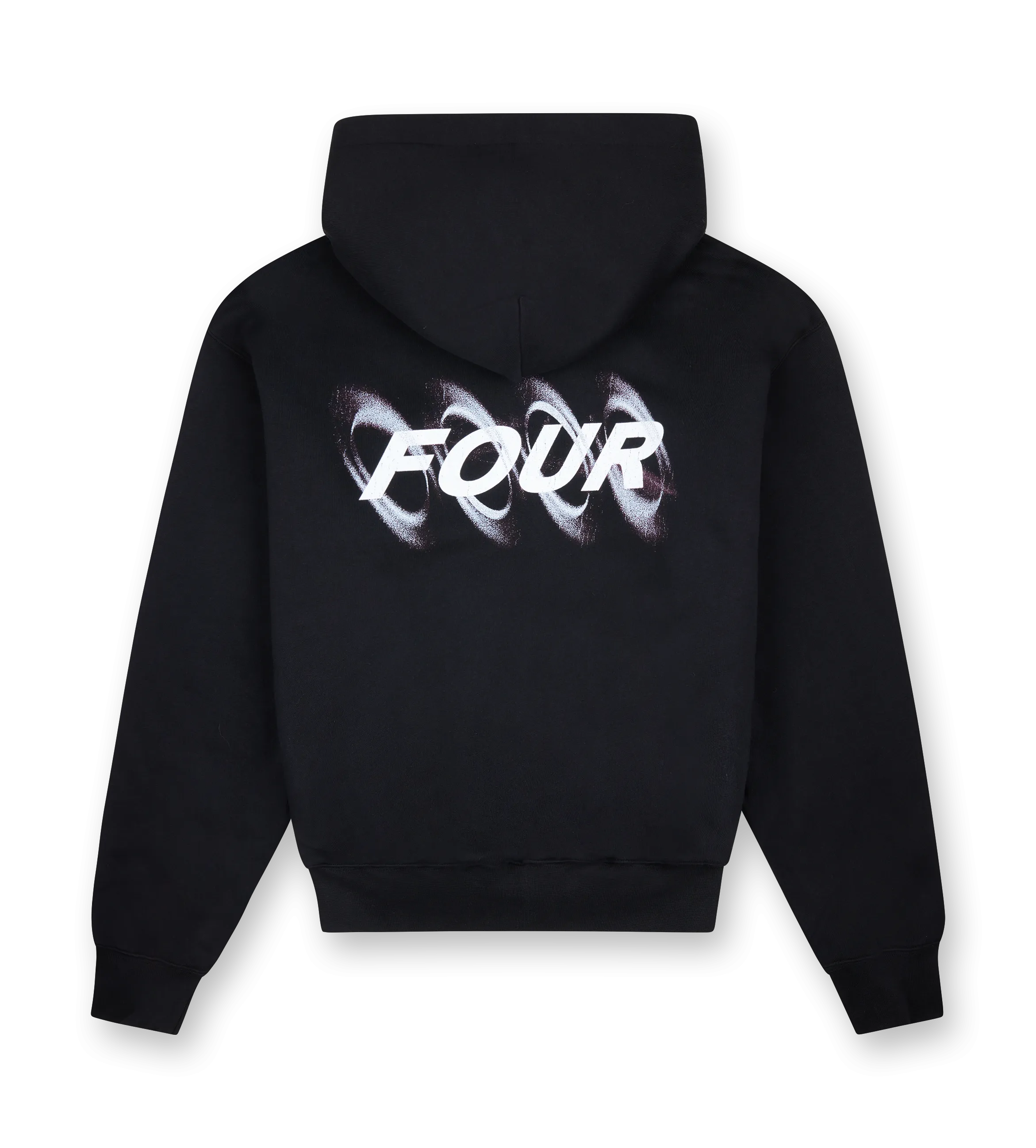 FOUR    Blurry Circles Double Layered Hoodie Black