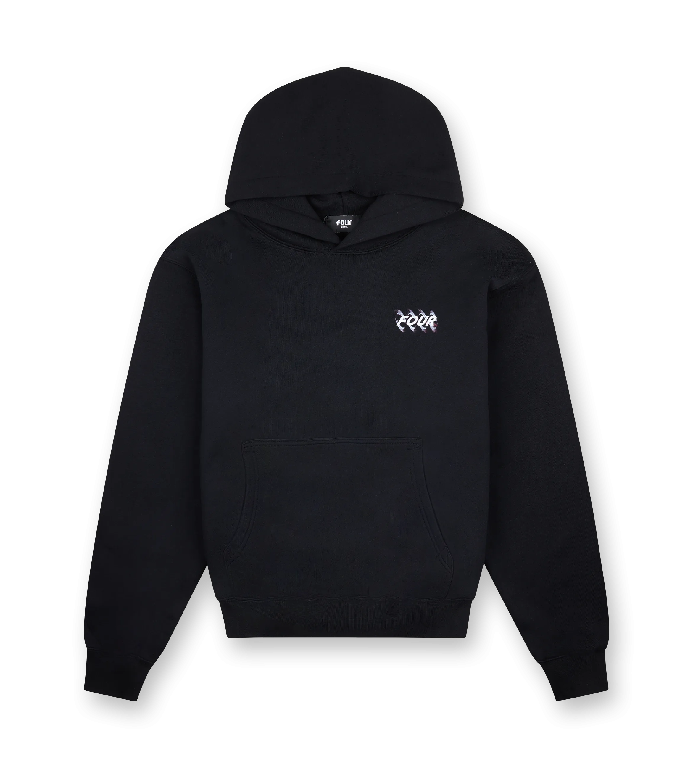 FOUR    Blurry Circles Double Layered Hoodie Black