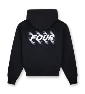 FOUR    Blurry Circles Double Layered Hoodie Black