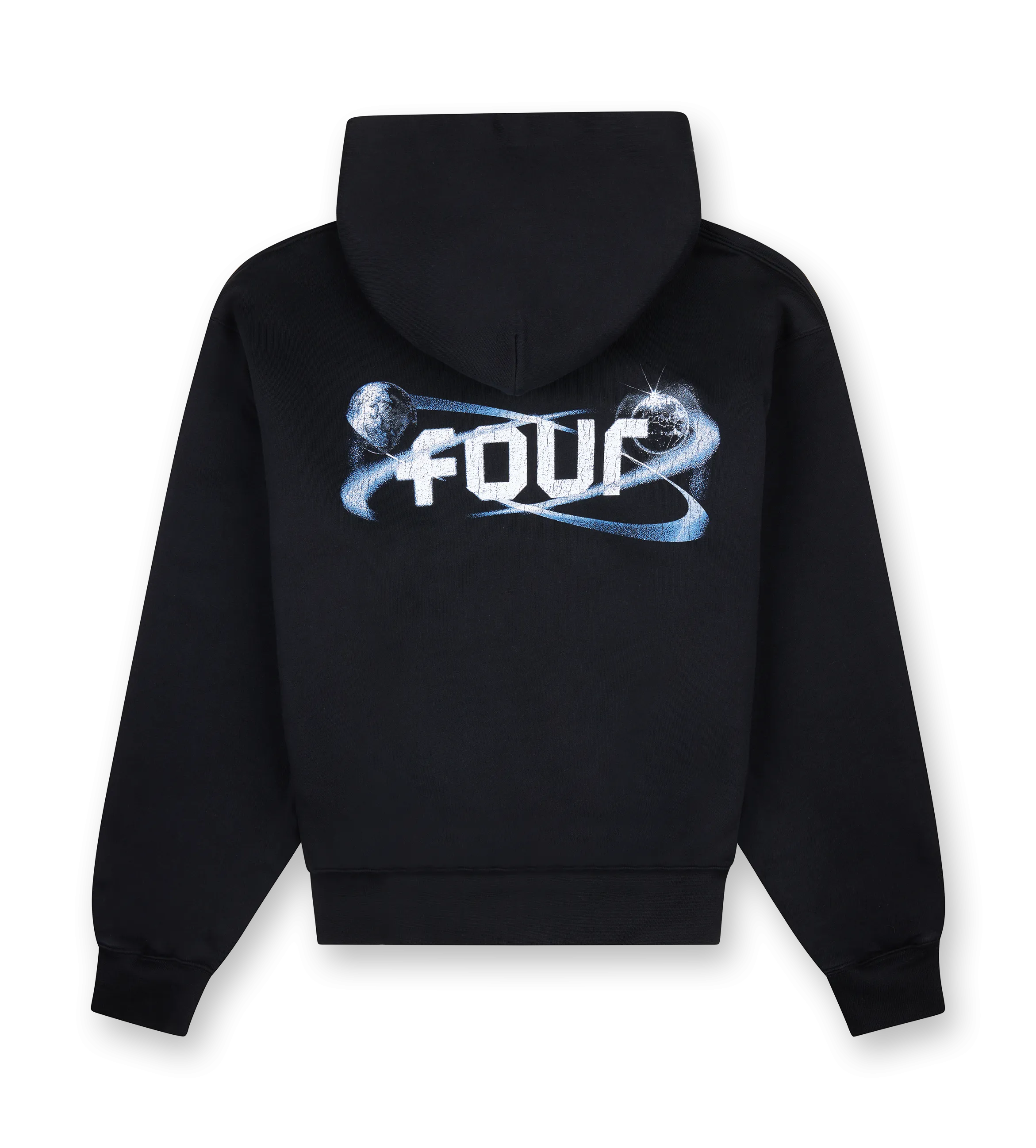 FOUR    Globes Double Layered Hoodie Black