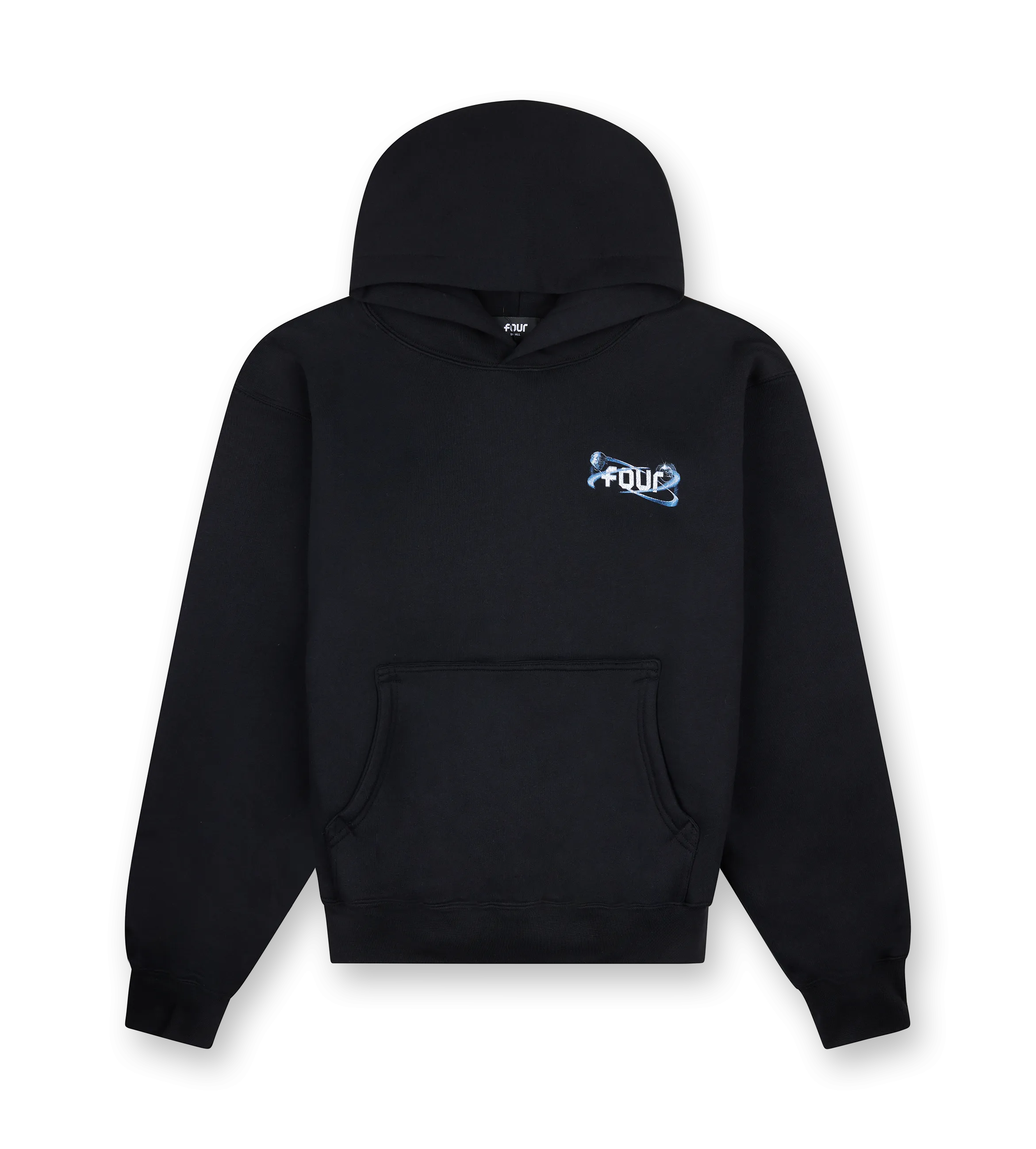 FOUR    Globes Double Layered Hoodie Black