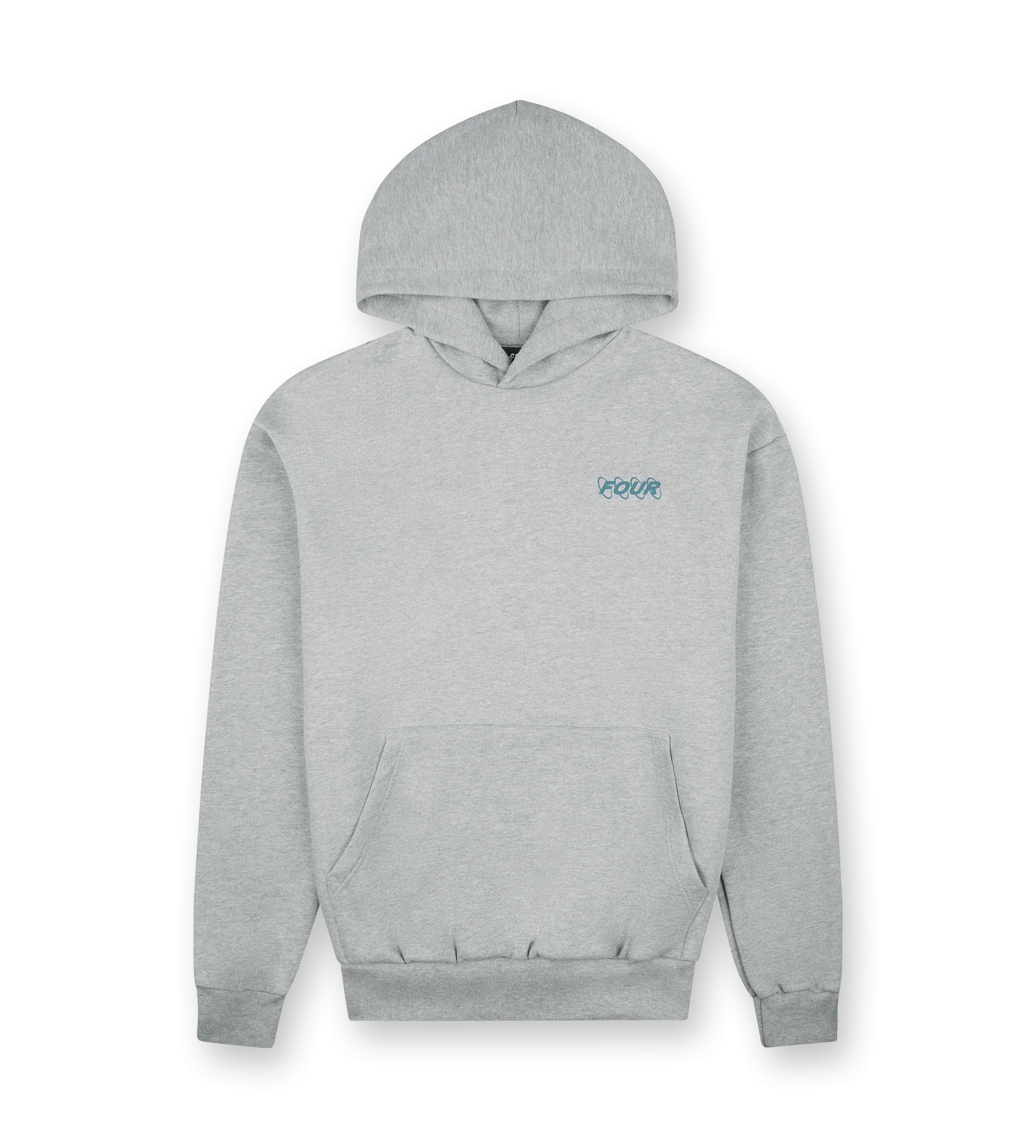 FOUR    Green Circles Logo Hoodie Grey Melange