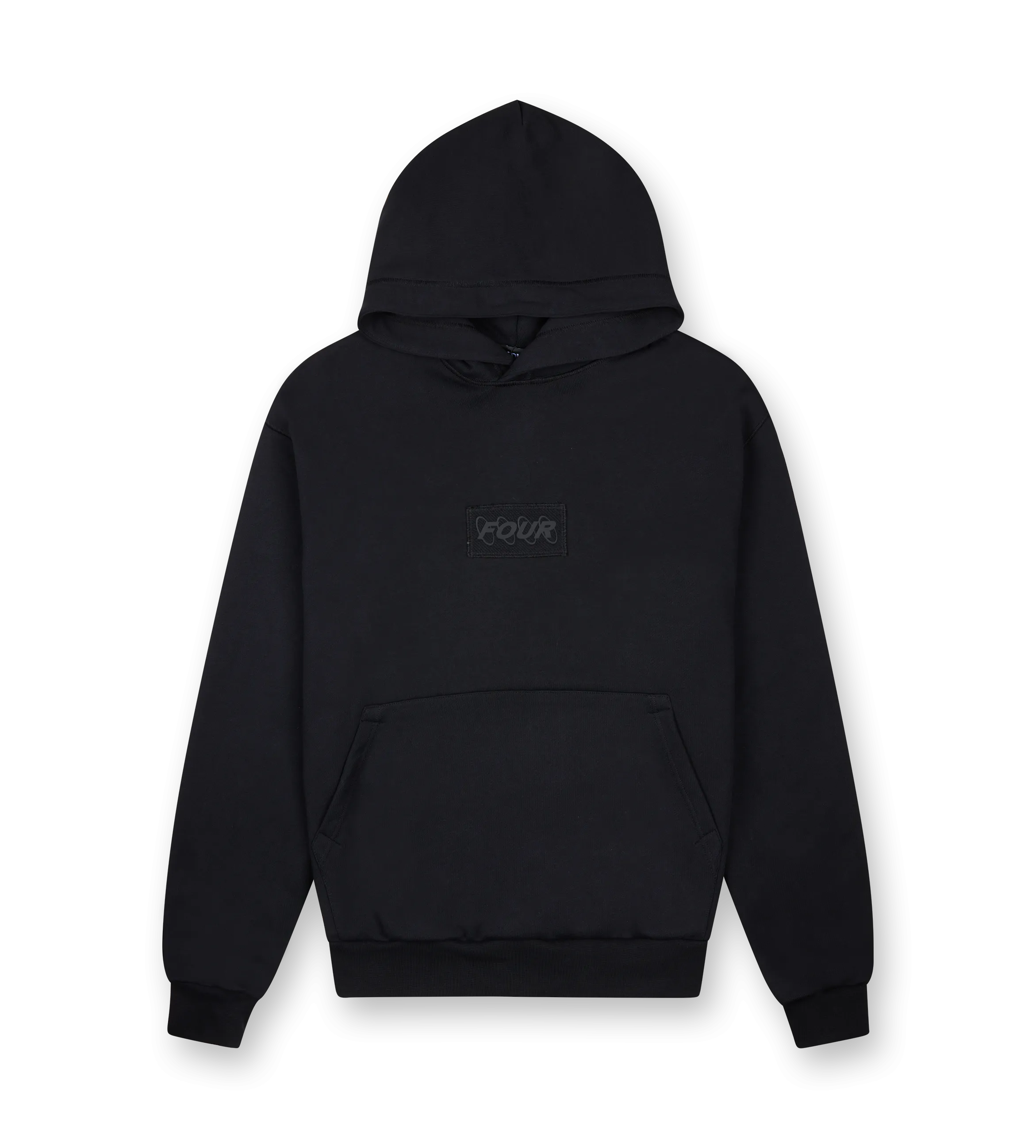 FOUR    Inside Out Regular Hoodie Black