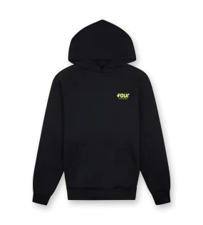 FOUR    Neon Yellow Logo Hoodie Black