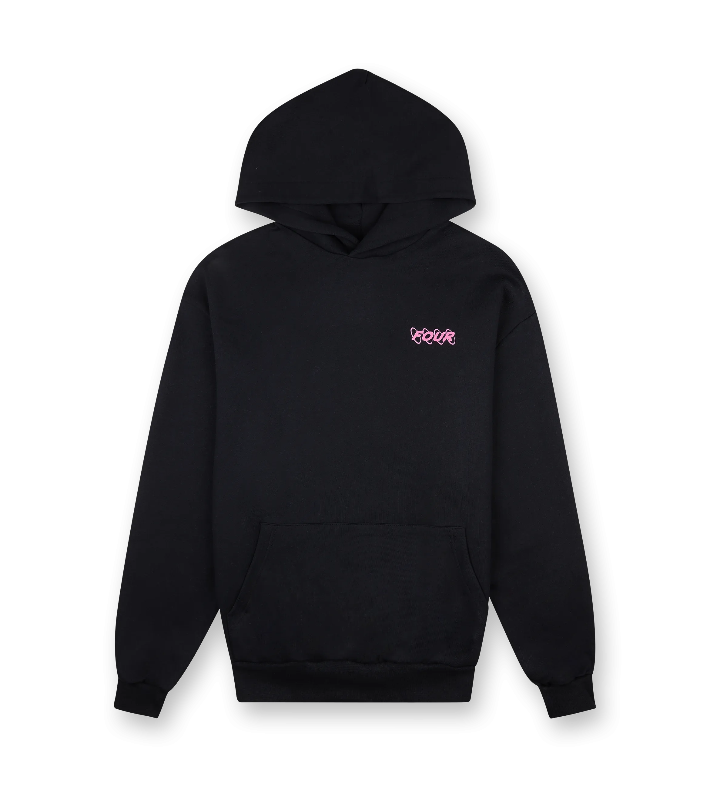 FOUR    Pink Circles Logo Hoodie Black