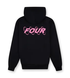 FOUR    Pink Circles Logo Hoodie Black