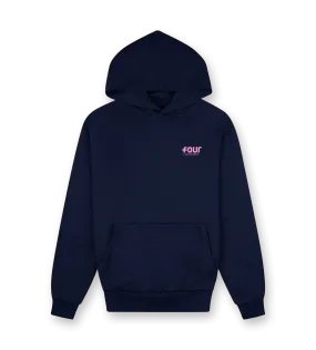 FOUR    Pink Logo Hoodie Marine Blue