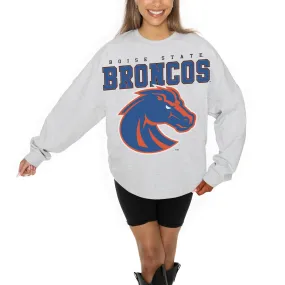 Gameday Couture Boise State Broncos Women's Ash Big Goals Relaxed Fit French Terry Pullover Sweatshirt