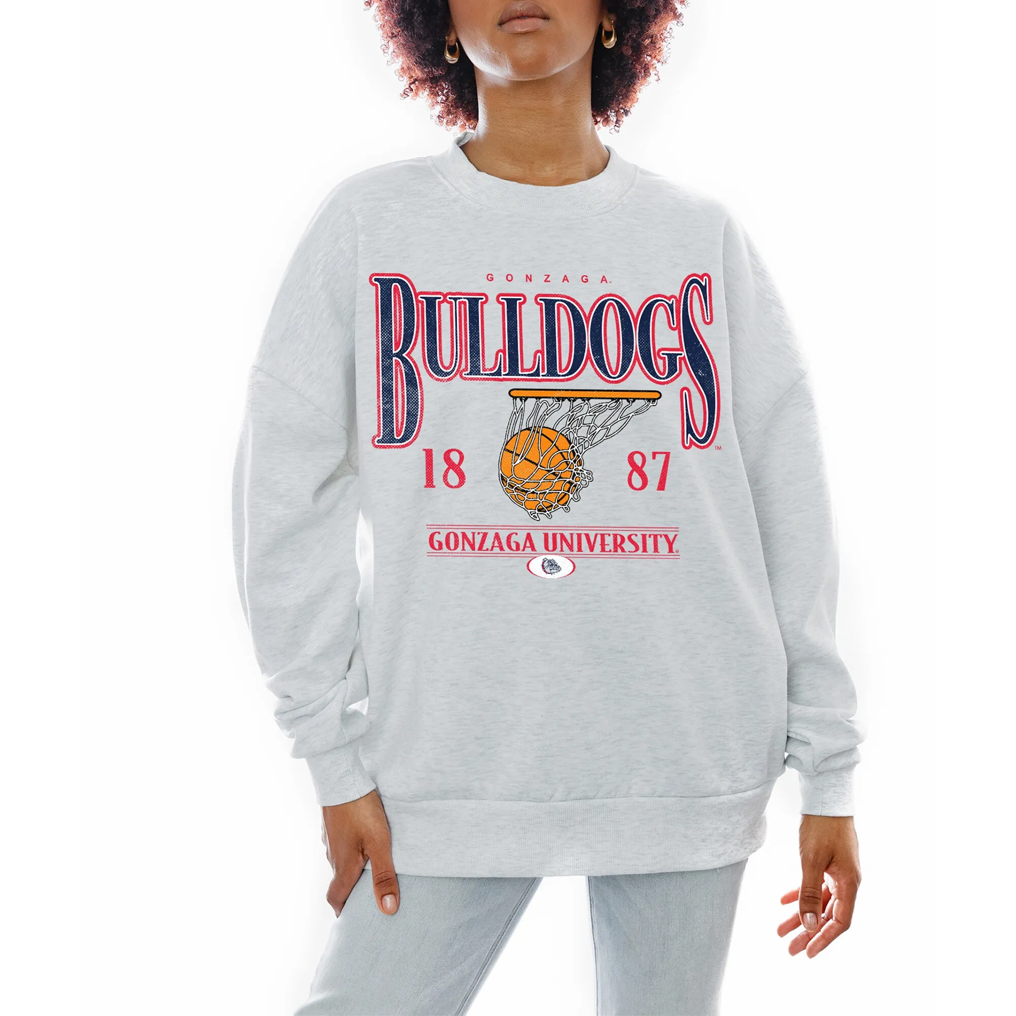 Gameday Couture Gonzaga Bulldogs Women's Gray Basketball Premium Fleece Drop Pullover Sweatshirt