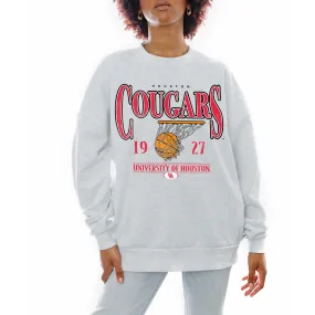 Gameday Couture Houston Cougars Women's Gray Basketball Premium Fleece Drop Pullover Sweatshirt