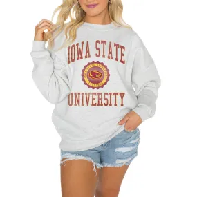 Gameday Couture Iowa State Cyclones Women's Steel Good Vibes Premium Fleece Drop Shoulder Pullover Sweatshirt