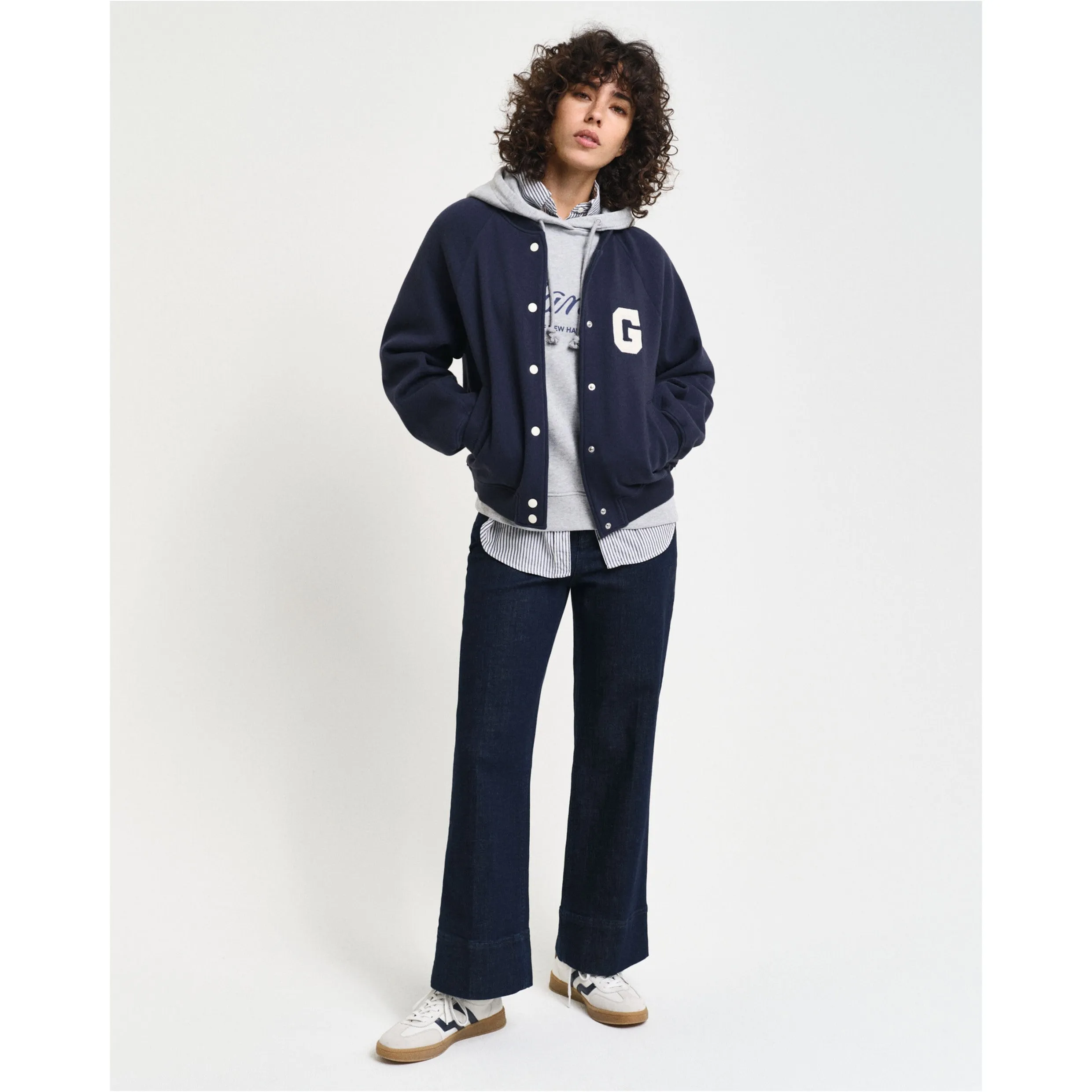 GANT Varsity G Badge Jersey Jacket In Evening Blue 4201237