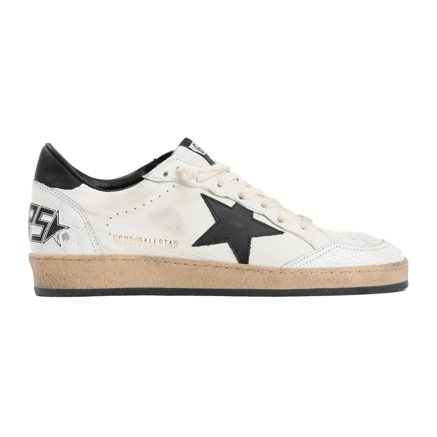 GOLDEN GOOSE Men's White Leather Low Top Trainers with Vintage Effect