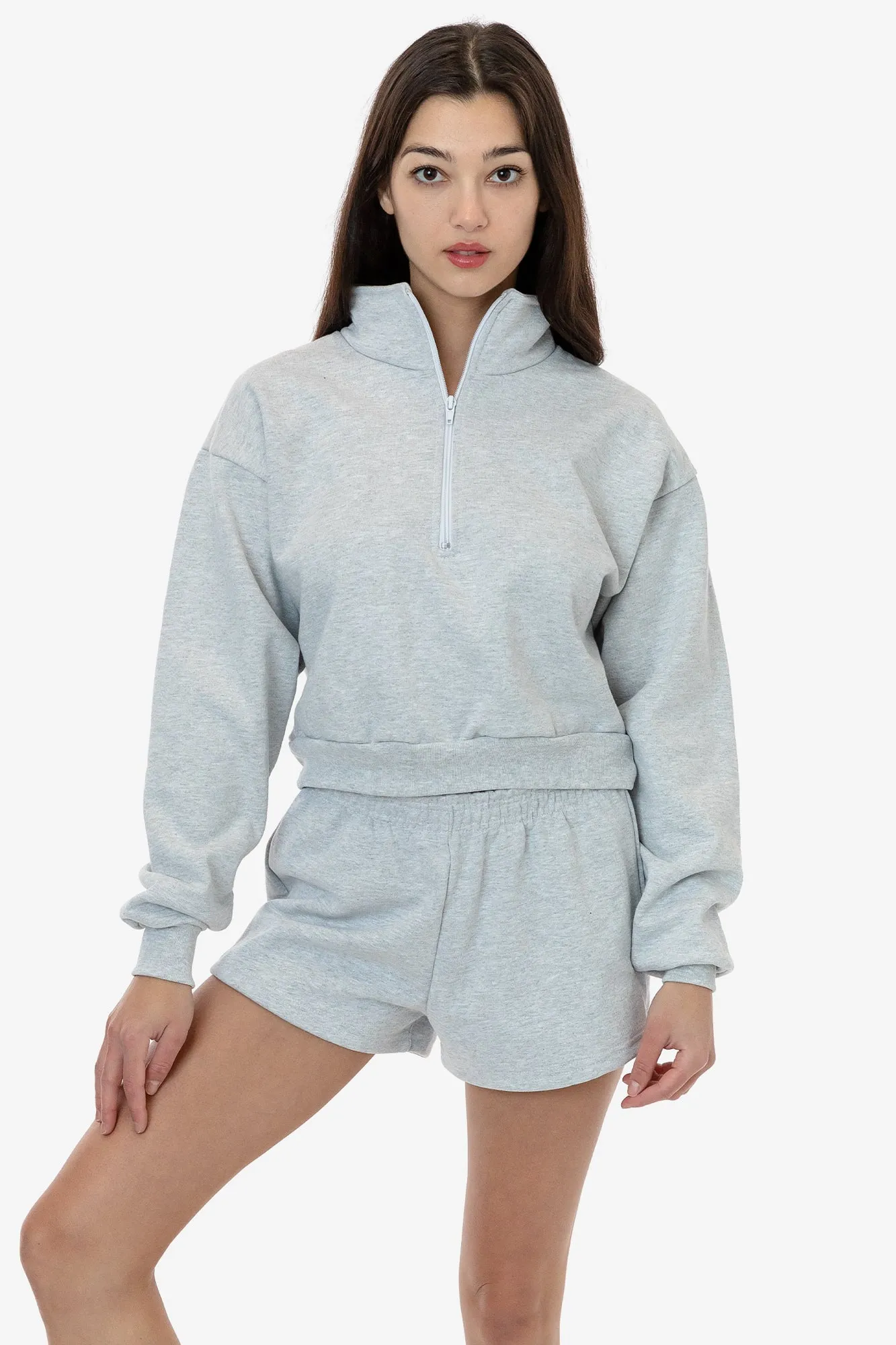 HF326 - Heavy Fleece Cropped Half Zip Pullover (Piece Dye)