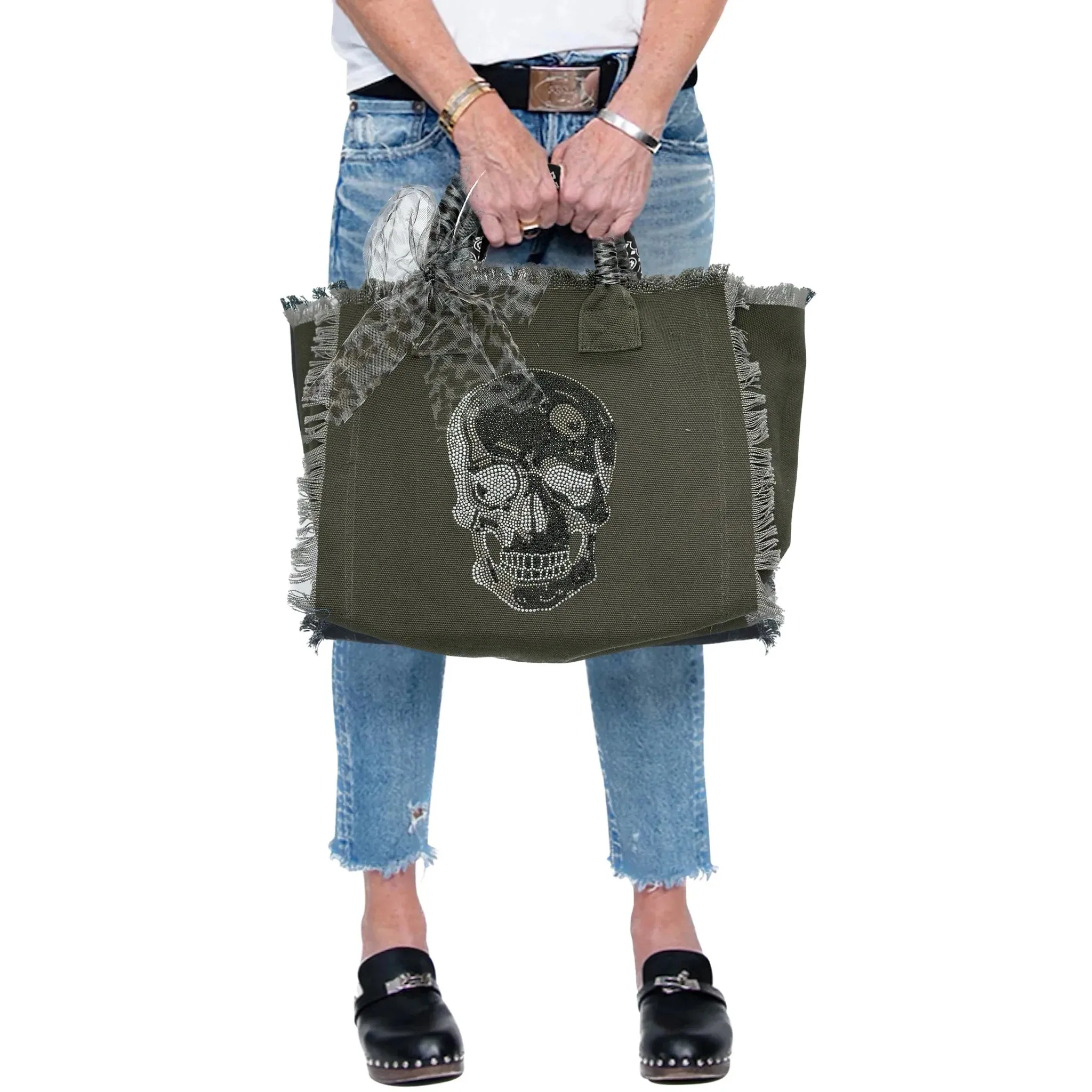 Hip Chik Black Skull Tote