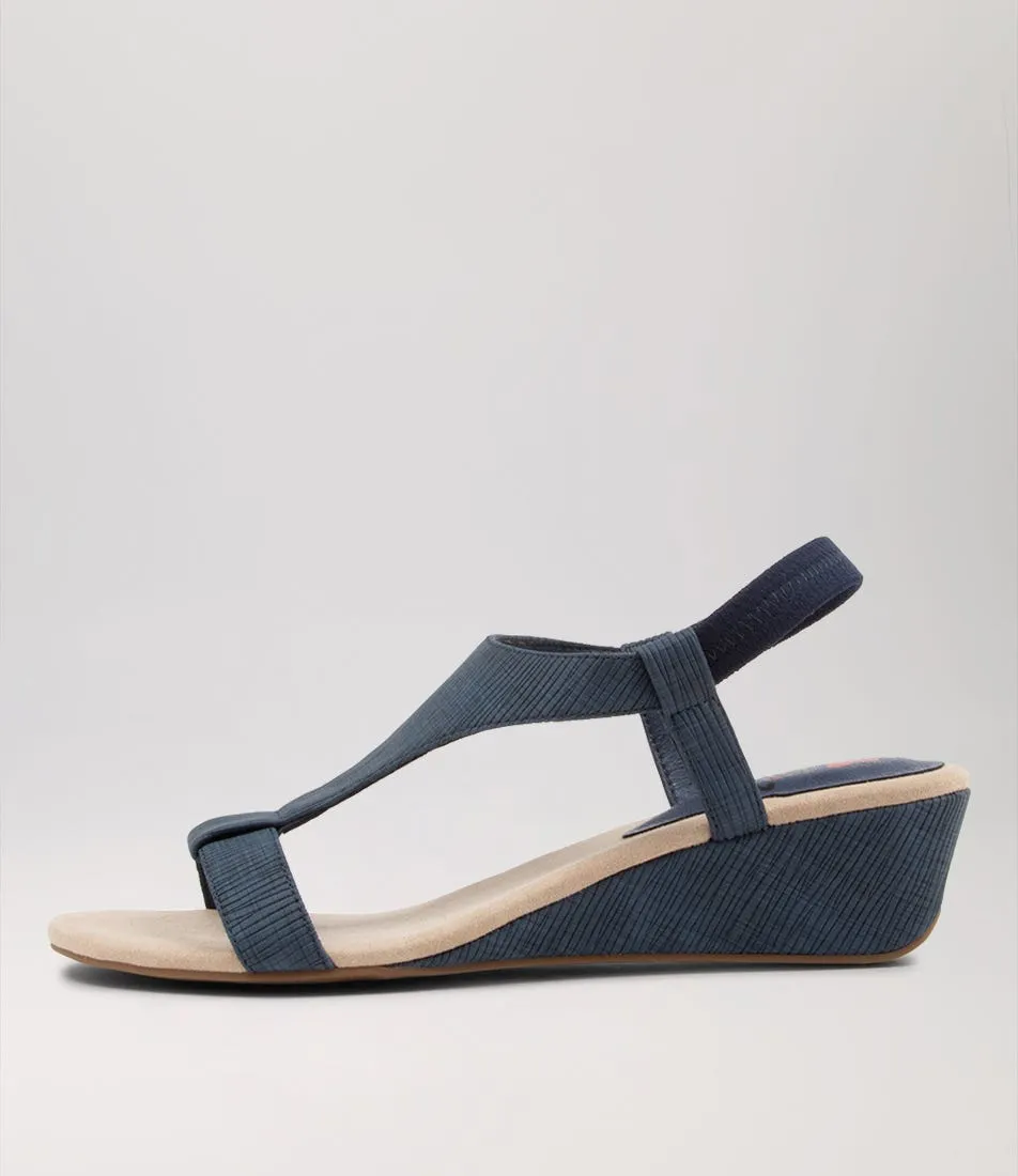 I LOVE BILLY Bunro Dark Blue Grid Sandals