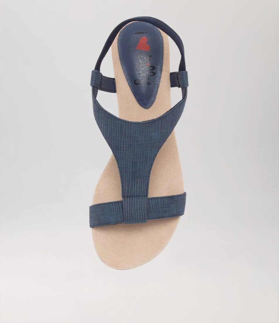 I LOVE BILLY Bunro Dark Blue Grid Sandals