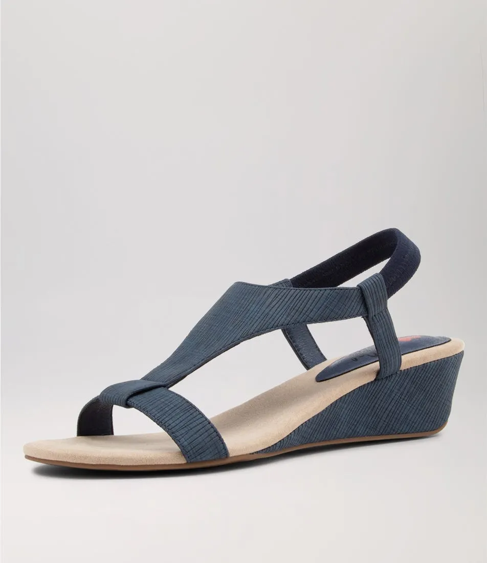 I LOVE BILLY Bunro Dark Blue Grid Sandals