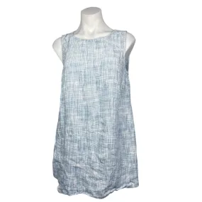 J.Jill Pure Jill Blue White 100% Linen Sleeveless Wrap Shift Tunic Dress Size XS