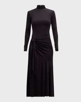 Johnson Mock-Neck Wrap-Skirt Midi Dress