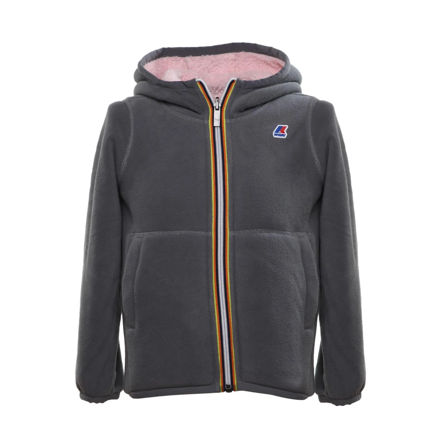 K-Way Gray And Pink Lily Polar Double Jacket