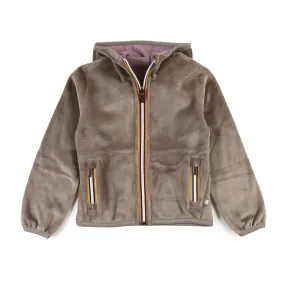 K-Way Taupe And Lilac Lily Velour Polar Double Jacket