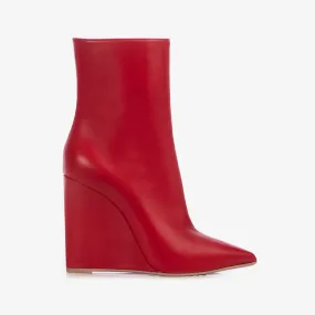 KIRA ANKLE BOOT 120 mm Red nappa leather wedge ankle boot