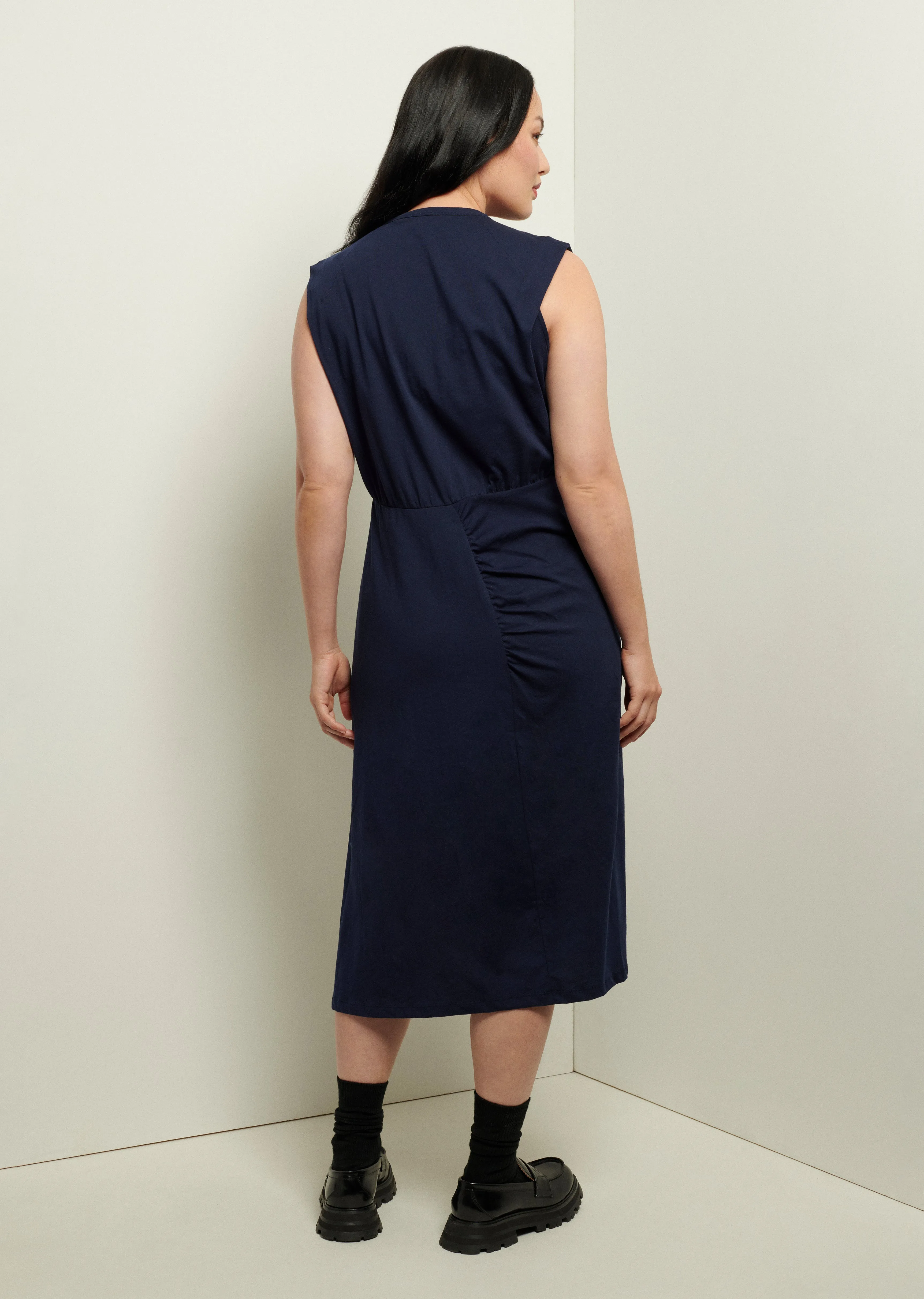 Landry T-Shirt Dress with Twist Wrap Detail - Navy