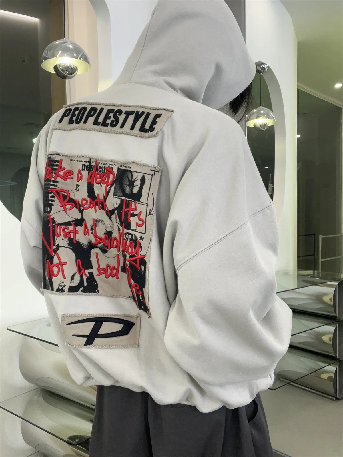 Letter Print Hooded Pullover