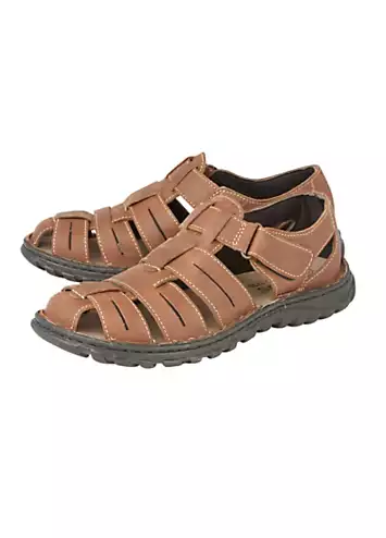 Lotus Mens Bruno Tan Leather Sandals | Grattan