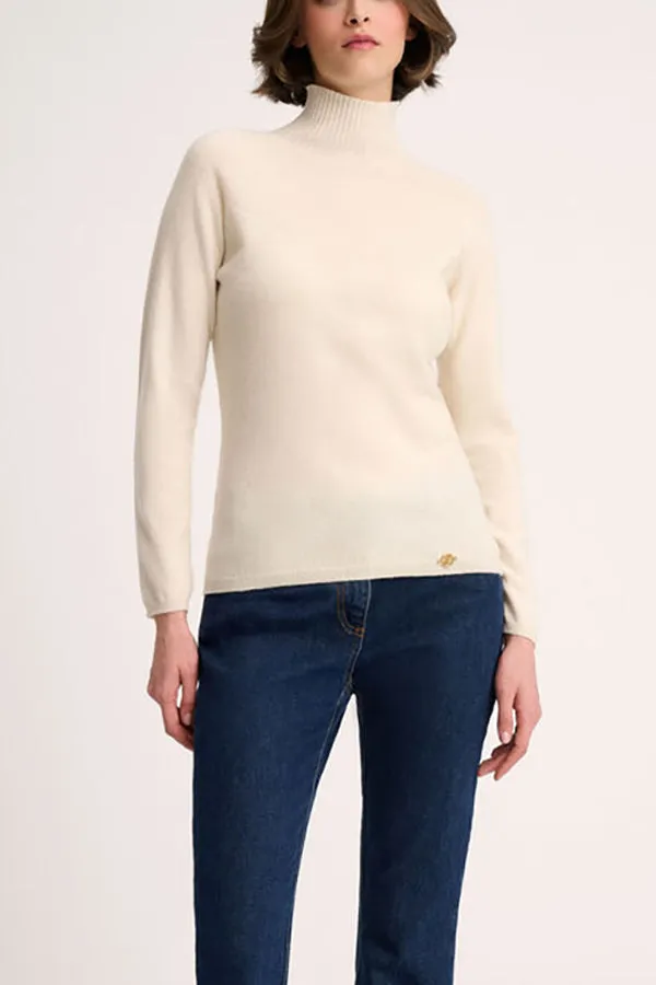 Luisa Spagnoli CAMPO MOCK NECK CASHMERE BLEND PULLOVER