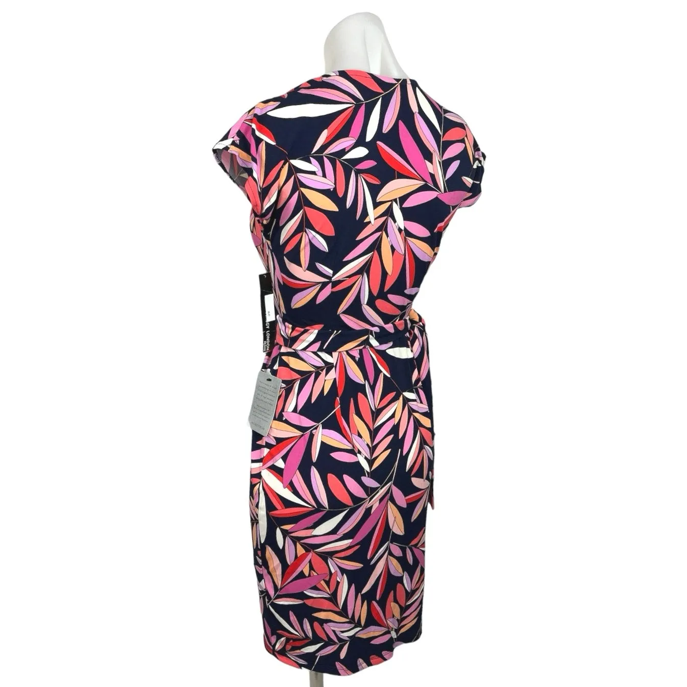 Maggy London NWT Multicolor Printed V Neck Cap Sleeve Mini Wrap Dress Size 4P