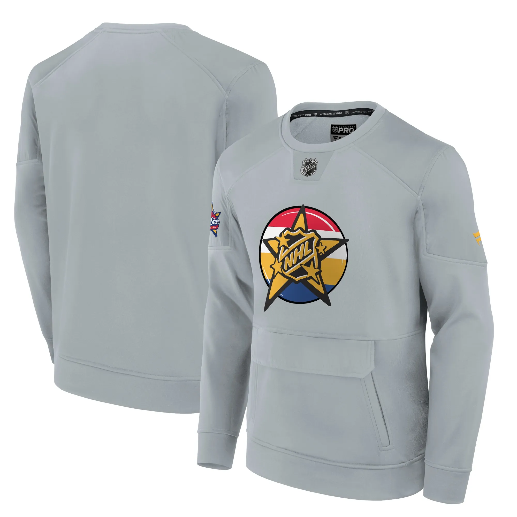 Men's  Fanatics Gray 2024 NHL All-Star Game Authentic Pro Tech Fleece Pullover Sweatshirt