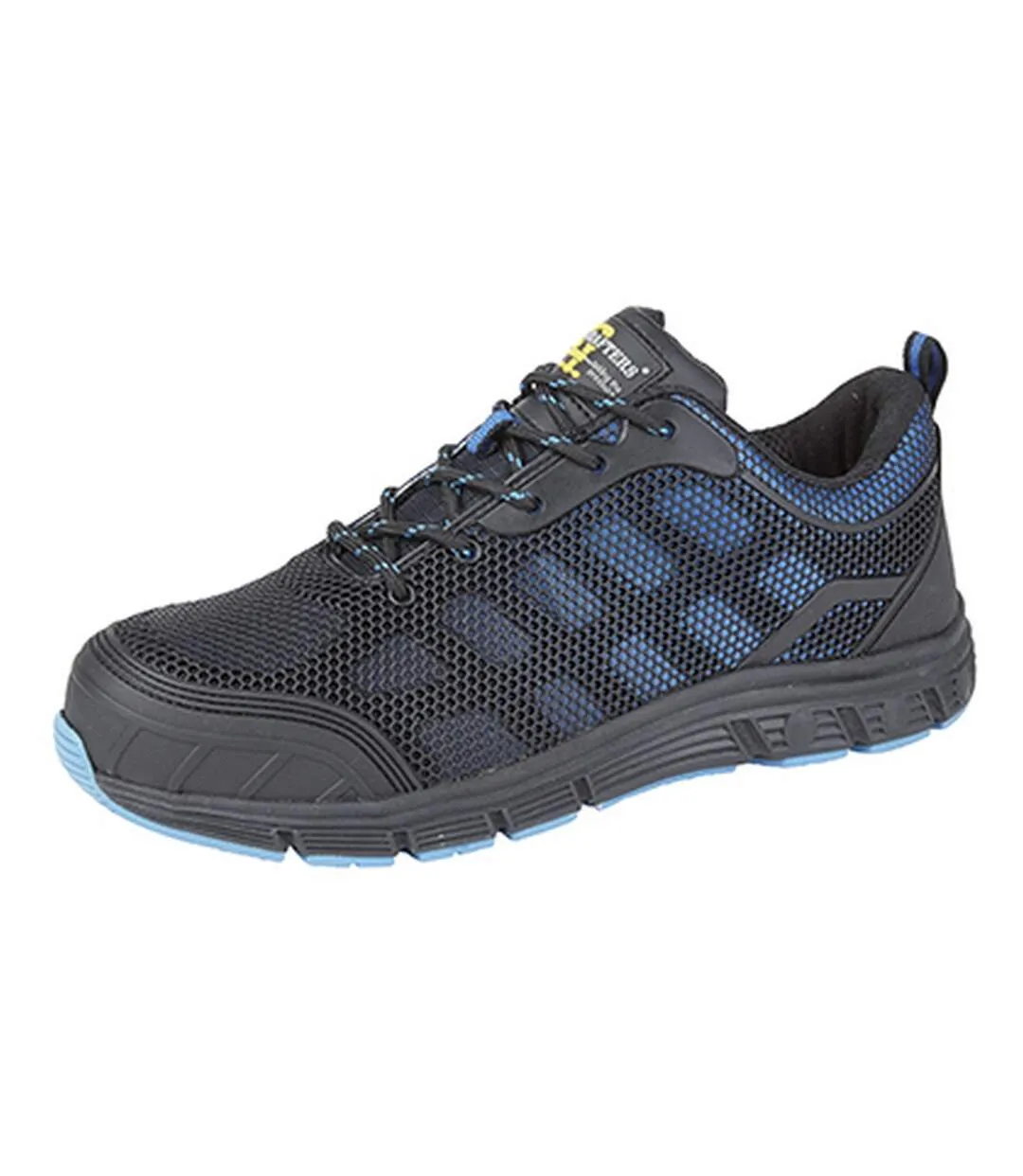 Mens super light safety trainers with safety toe cap black/blue Grafters