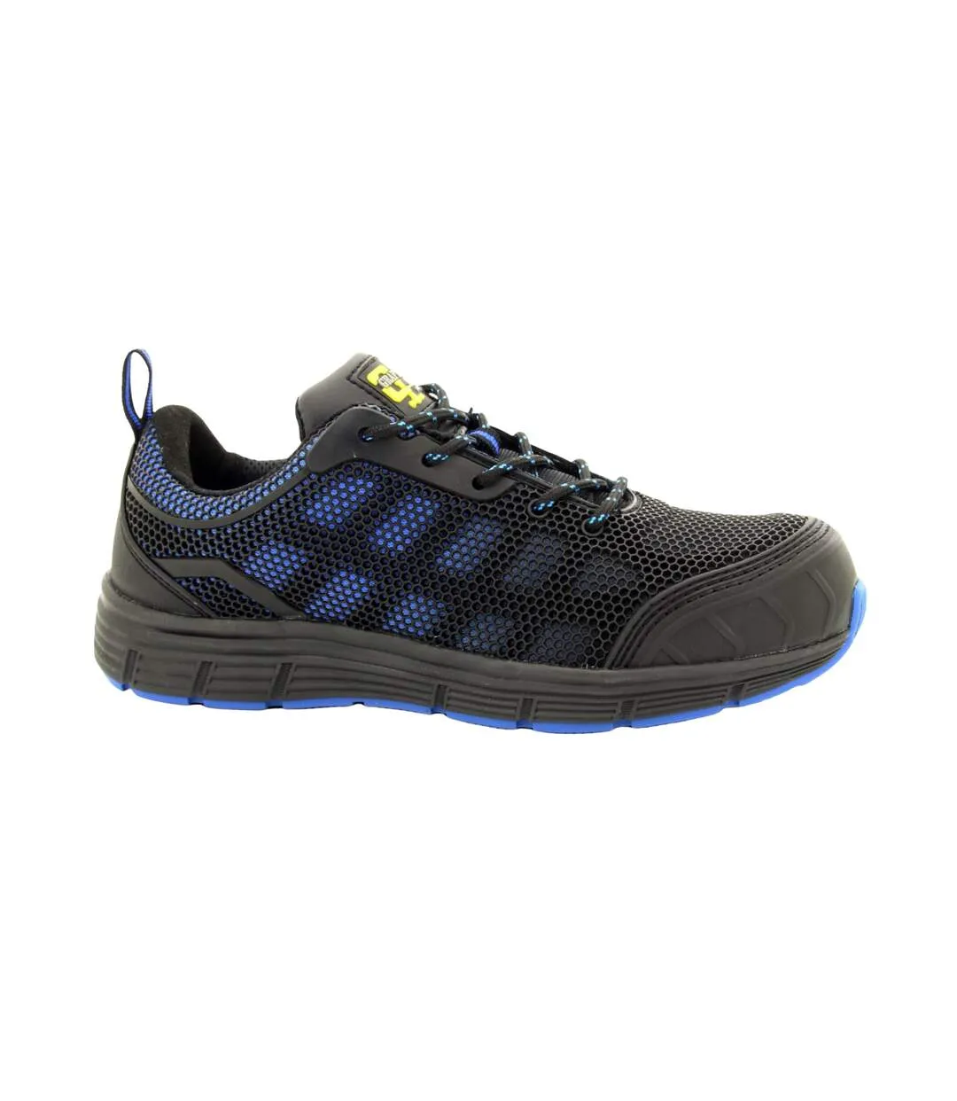 Mens super light safety trainers with safety toe cap black/blue Grafters