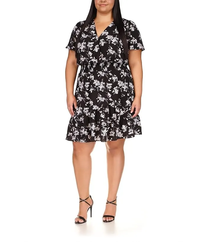 MICHAEL Michael Kors Plus Size Botanical Short Sleeve Wrap Dress