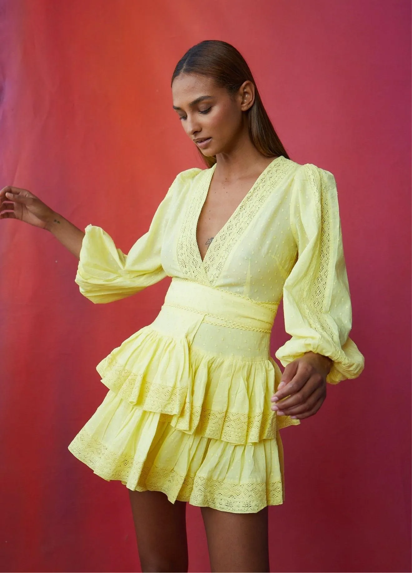 Mika Wrap Mini Dress in Lemonade