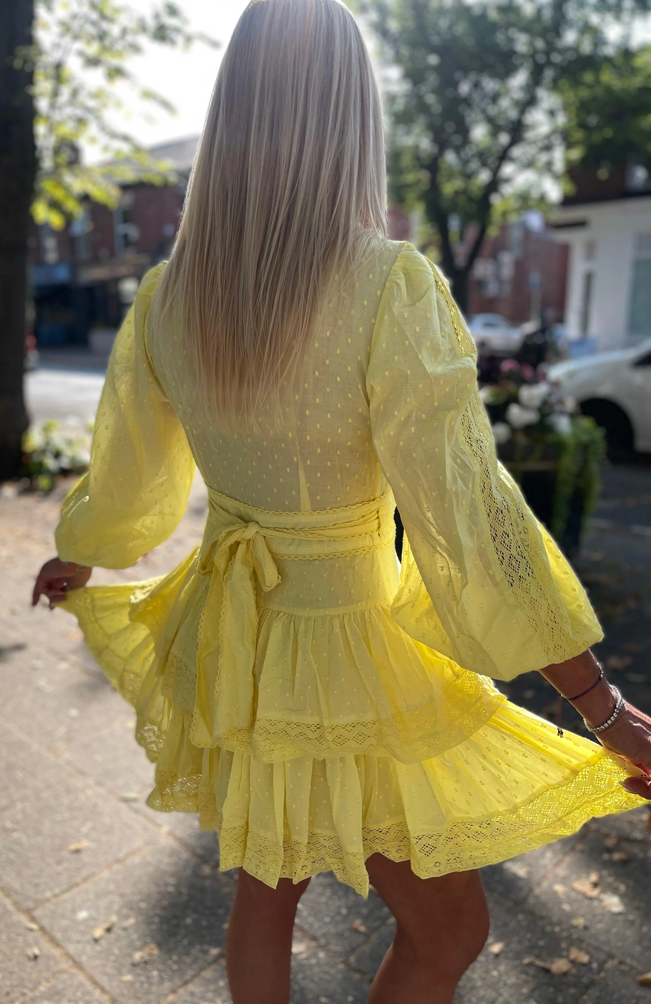 Mika Wrap Mini Dress in Lemonade