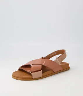 MOLLINI Haylow Blush Caramel Patent Leather Sandals