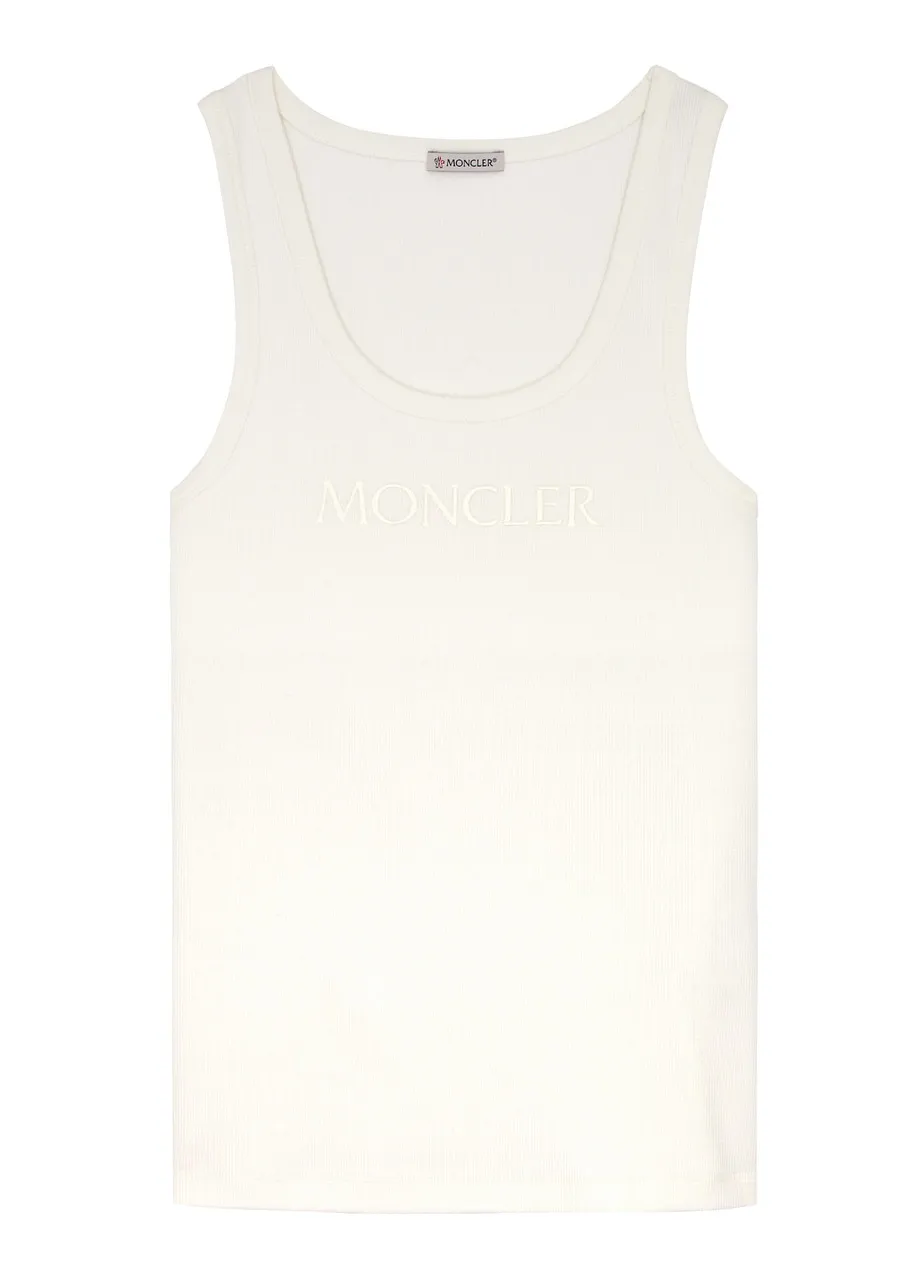 MONCLER Logo-embroidered stretch-cotton tank  -                         -                     -                