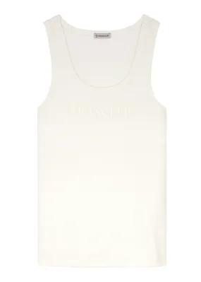 MONCLER Logo-embroidered stretch-cotton tank  -                         -                     -                