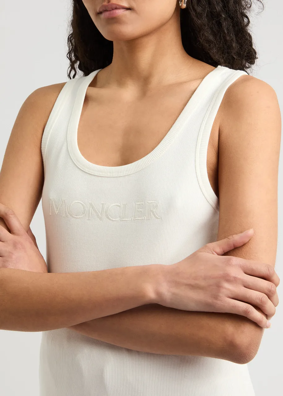 MONCLER Logo-embroidered stretch-cotton tank  -                         -                     -                