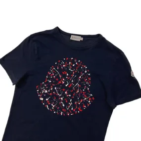 Moncler Paint Logo Navy T Shirt 