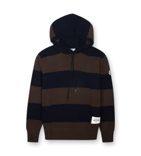 Moncler    Striped Cotton Hoodie Brown Blue