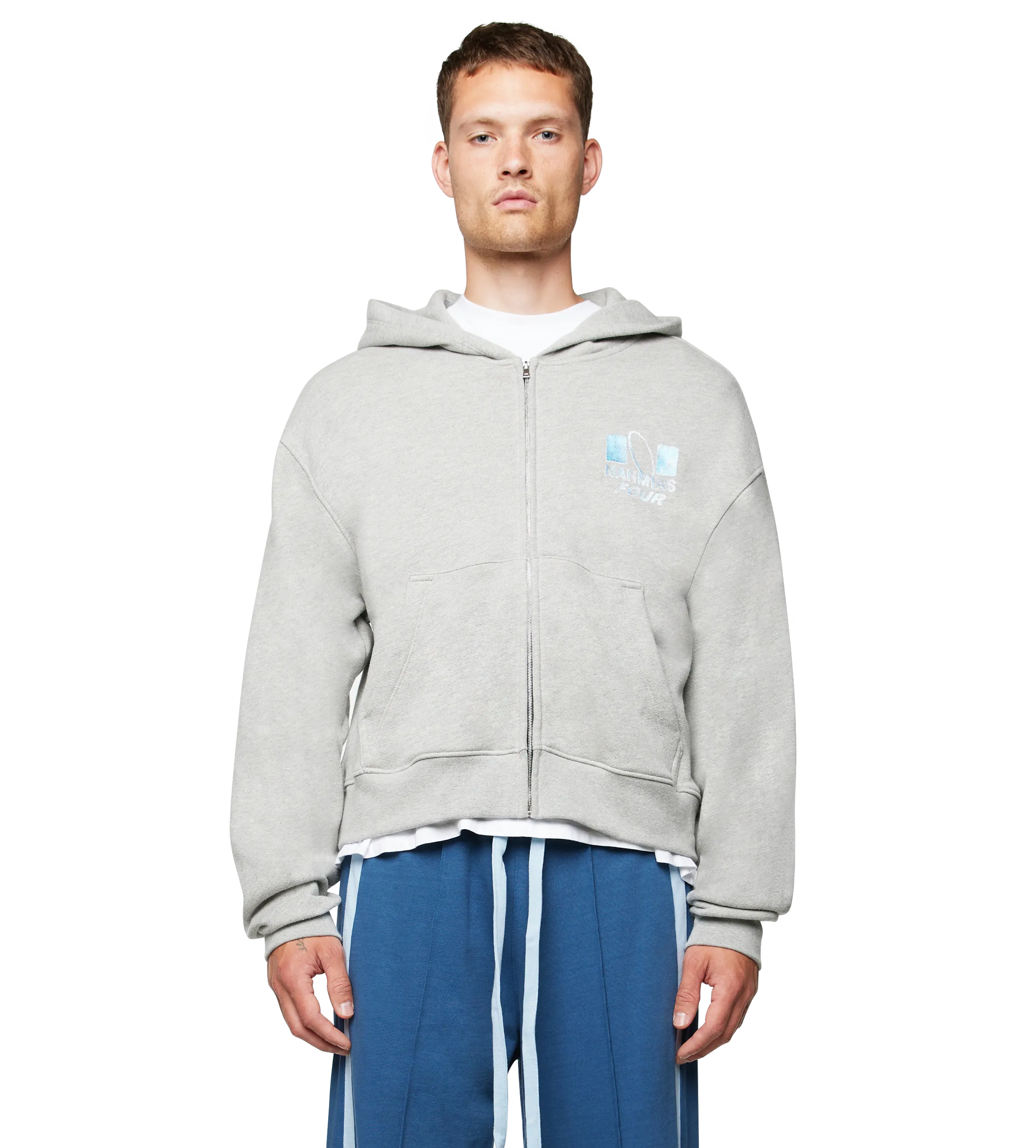 Nahmias    Nahmias x FOUR Logo Ring Zip-Up Hoodie Grey